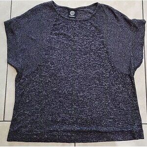 Bobeau womens heather black short sleeve shirt top stretch soft slub burnout